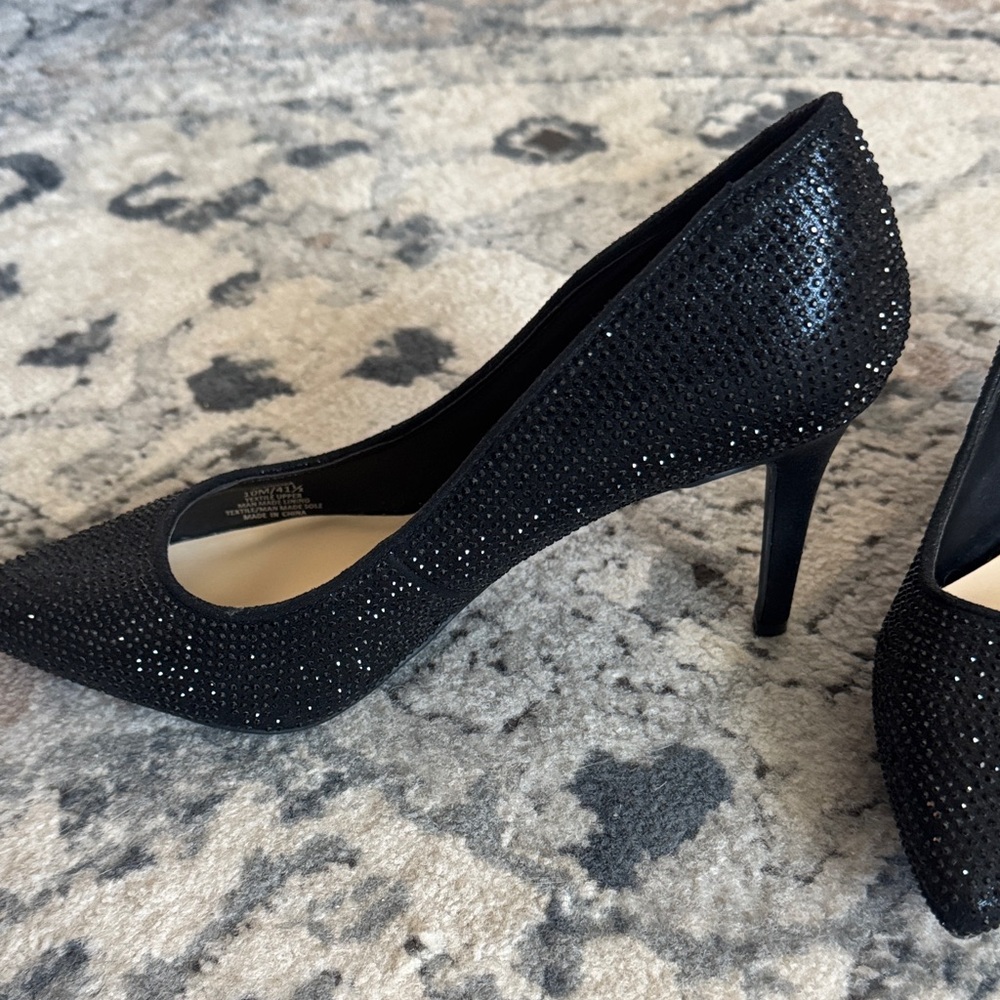 Jessica Simpson Black Sparkle Heels - Picture 2 of 7